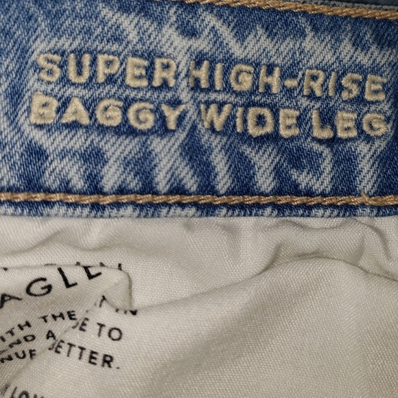 American Eagle Dreamy Drape Super High Waisted Baggy Wide Leg Jeans Size 12 - Picture 6 of 9
